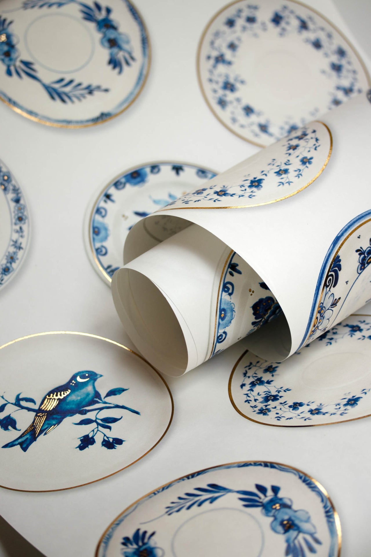 Studio Ditte Porselein Blauw & Goud (Versie 2024) Behang