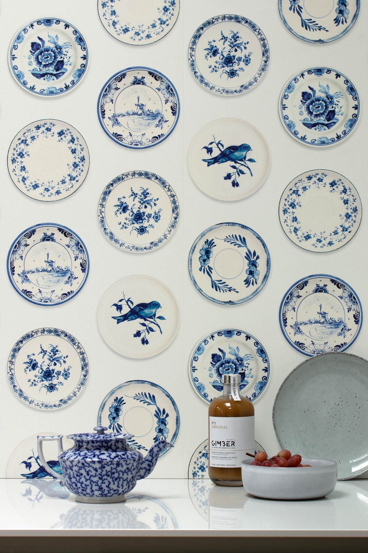 Studio Ditte Porselein Blauw (Versie 2024) Behang