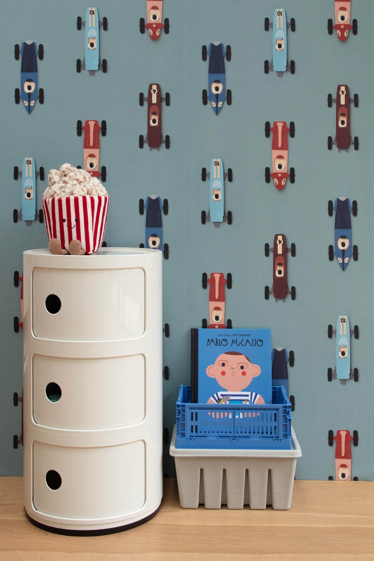 Studio Ditte Raceauto Blauw Behang