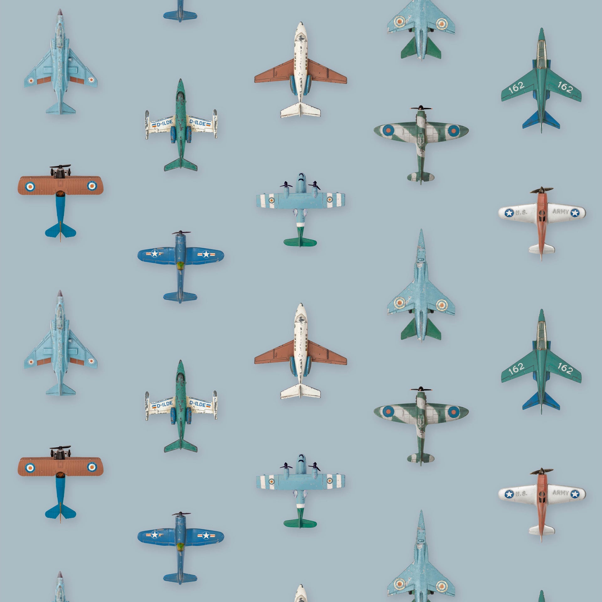 Studio Ditte Vliegtuigjes Lichtblauw Behang